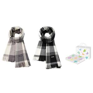 Вязаный шарф унисекс, Black+Gray, Butterfly Box