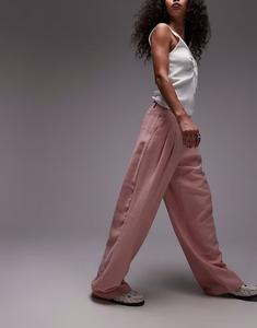 Широкие брюки-купро премиум-класса розового цвета Topshop