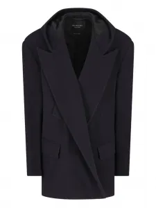 Шерстяное пальто с капюшоном Balenciaga, синий