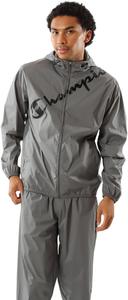 Мужская спортивная толстовка Champion с длинными рукавами, водоотталкивающая, ветрозащитная, эластичная, на молнии, с капюшоном и логотипом (C3-XSC01), серый