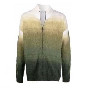 Свитер men's fw21 arrow pattern zipper cardigan wool sweater loose fit green Off-White, зеленый