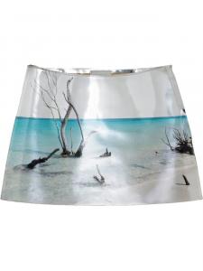 Мини-юбка из блестящей кожи Prada, серебряный