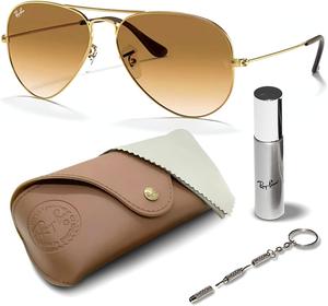 Солнцезащитные очки Ray-Ban RB3025 AVIATOR GRADIENT в форме «пилот» для мужчин и женщин, в комплекте с официальным набором очков RAYBAN, Polished Arista Gold Frame | Light Brown Lens