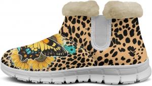 Женские зимние мини-сапожки Howilath с утеплителем, модные пушистые зимние ботинки для путешествий и зимнего отдыха, Leopard Print & Butterfly