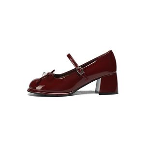 Туфли Мэри Джейн на массивном каблуке 5,5 см, женские FIVE PLUS, Red