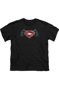 Футболка с коротким рукавом для подростков с индустриальным логотипом Batman V Superman Gildan, черный