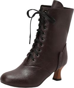 Элегантные женские ботильоны с блочным каблуком и круглым носком, с шнуровкой, повседневные короткие ботинки для ежедневной носки XIEPP, Dark Brown