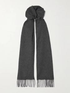 Кашемировый шарф с бахромой Johnstons Of Elgin, серый
