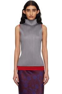 Серый базовый топ PLEATS PLEASE ISSEY MIYAKE