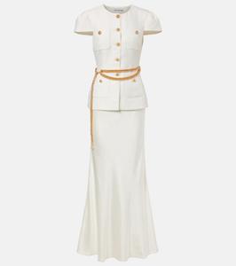 Макси-платье из тафты с поясом Self-Portrait, кремовый