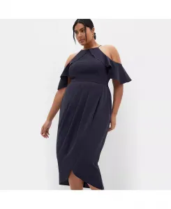 Платье больших размеров Love Siren с оборками на плечах CITY CHIC, синий