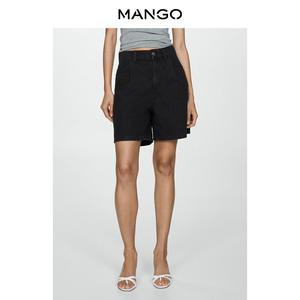Женские шорты Mango из 100% хлопка с высокой талией, серый