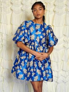 Флоральный жаккардовый мини-платье Sister Jane, Blue