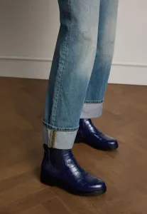 Челси с крокодетальной отделкой/// классические ботильоны Manfield, Blau
