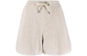 Шорты вязаные на шнурке Brunello Cucinelli, Ecru