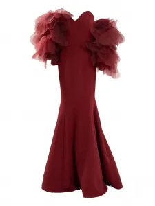 Макси-платье с оборками и открытыми плечами Ana Radu, красный