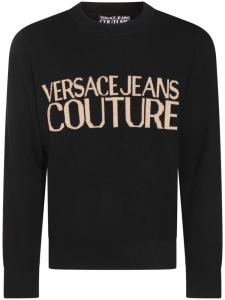 Джемпер с жаккардовым принтом и логотипом Versace Jeans Couture, черный