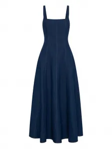 Джинсовое платье макси с квадратным вырезом Nicholas, синий