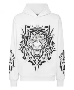 Толстовка с капюшоном и изображением громового тигра Plein Sport, белый