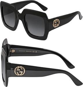 Солнцезащитные очки Gucci GG0053SN GG с переплетающимися логотипами, прямоугольной формы, неполяризованные, для женщин – в комплекте роскошный набор для очков – черная оправа с серыми линзами