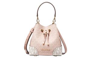 Michael Kors Сумка-ведро из холста с искусственными вставками, мини-сумочка через плечо для женщин, розово-белая