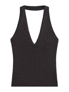 Вязаный топ Bershka, Mottled Black