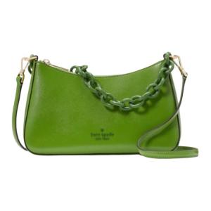 Kate Spade Портативная сумка через плечо из сафьяновой кожи, женская, стандартного размера, цвет "черный зеленый"