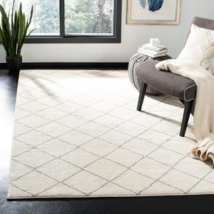 Ковер SAFAVIEH, 155 x 229 см, коллекции Tunisia, Ivory & Light Grey, марокканский этнический дизайн, не линяет и прост в уходе, идеален для помещений с высокой проходимостью в гостиной, спальне (TUN294G)