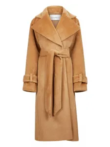 Шерстяное пальто с поясом Nina Ricci, коричневый