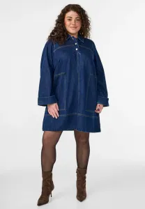 Джинсовое платье mit kragen und knopfleiste Zizzi, Dark Blue Denim