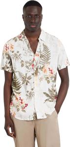 Мужская рубашка GUESS из эко-вискозы с коротким рукавом и принтом «Ботанический сад», Botanic Garden