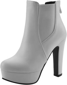 Женские ботинки челси на супер высокой платформе с круглым носком Renessmi, White 1