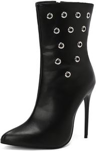 Женские сексуальные ботильоны Aflngle с заостренным носком, туфли-стилетто на высоком каблуке, с боковой молнией, модные, для свадеб, вечеринок, выпускных и коротких платьев, Black