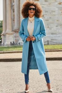 Двубортное длинное пальто Sosandar, синий