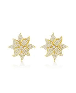 Серьги-гвоздики Suzy Levian из стерлингового серебра с инкрустацией кубическим цирконием в виде экзотического цветка Suzy Levian New York, Gold