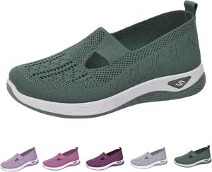 Женские ходовые кроссовки ортопедические с носком, слипоны, плетеные, дышащая сетка, медицинская обувь, рабочие кроссовки с воздушной подушкой, спортивная обувь Generic, Green