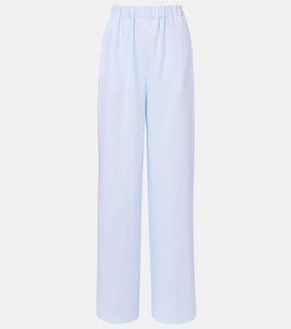 Валерио льняные брюки с высокой талией и широкими штанинами Loro Piana, Spring Sky