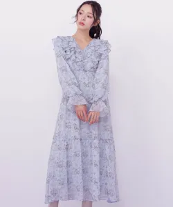 Платье с цветочным принтом и объемными оборками Jill By Jill Stuart, цвет Blue 1