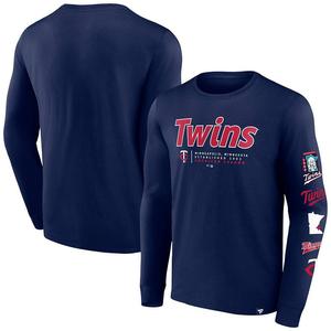 Мужская темно-синяя футболка Fanatics Minnesota Twins Strike the Goal с длинными рукавами, цвет Twn Navy