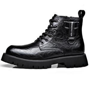 YEDANI Мужские ботинки Martin черные/кофейные с черной флисовой подкладкой, цвет Black (Fleece-Lined)