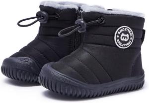 Детские зимние ботинки BMCiTYBM для малышей, обувь для детей мальчиков и девочек с искусственным мехом для холодной погоды, Dark Black