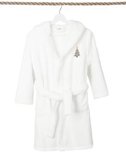 Детский суперплюшевый двусторонний банный халат с капюшоном в виде рождественской елки Linum Home, белый