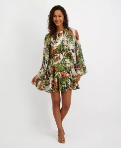 Женское многоярусное платье с объемными рукавами и принтом в виде оборки kensie, мультиколор