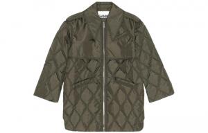 Куртка стеганая из рипстопа GANNI, зеленый