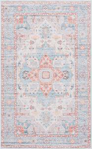 Ковер SAFAVIEH, 77 x 122 см,  Tucson Collection, моющийся, Turquoise & Rust, противоскользящий, идеален для помещений с высокой проходимостью: прихожая, коридор, холл, кухня, спальня (TSN913K-24)