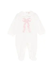 Ромпер с вышитым бантом Elisabetta Franchi La Mia Bambina, белый