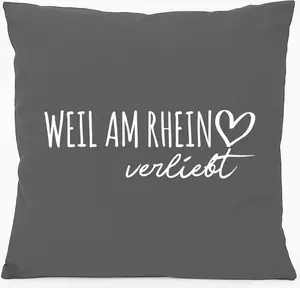 Подушка для дивана Huuraa Weil am Rhein in Love Gift 40x40cm with Filler Steel Grey Cotton Weil am Rhein Souvenir Hellweg Druckerei