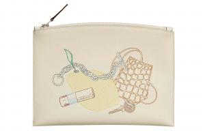 Bazar Vide Ton Sac Клатч из телячьей кожи Женский Кремово-белый HERMES