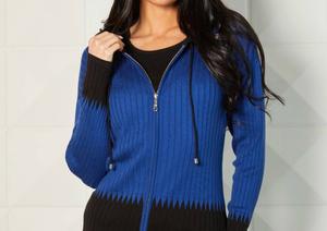 Angel Apparel Кардиган-худи на молнии в рубчик, цвет «Кадетский/черный»