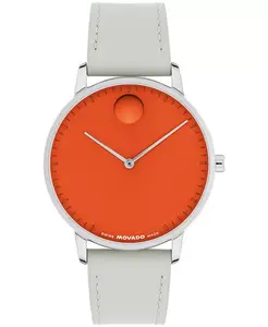 Унисекс часы Swiss Quartz с серым кожаным ремешком, 39мм Movado